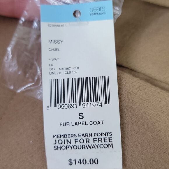 Covington. Contempo Camel Coat with Faux Fur Collar. Size Small. NWT - Picture 11 of 11